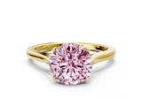 Yellow gold Fancy Pink Round  Solitaire Heart Prong Engagement Ring with Tapered Band_35