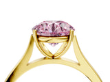Yellow gold Fancy Pink Round  Solitaire Heart Prong Engagement Ring with Tapered Band_39