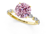 Yellow gold Fancy Pink Round  Solitaire Marquise Side Stone Prong Setting Ring_1