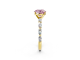 Yellow gold Fancy Pink Round  Solitaire Marquise Side Stone Prong Setting Ring_2