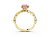 Yellow gold Fancy Pink Round  Solitaire Marquise Side Stone Prong Setting Ring_3