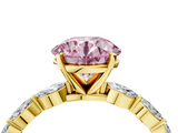 Yellow gold Fancy Pink Round  Solitaire Marquise Side Stone Prong Setting Ring_4