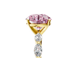 Yellow gold Fancy Pink Round  Solitaire Marquise Side Stone Prong Setting Ring_5