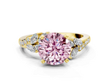 Yellow gold Fancy Pink Round  Solitaire Marquise Twist Band with Six-Prong Setting