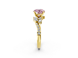 Yellow gold Fancy Pink Round  Solitaire Marquise Twist Band with Six-Prong Setting_2