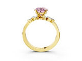 Yellow gold Fancy Pink Round  Solitaire Marquise Twist Band with Six-Prong Setting_3