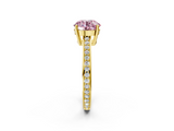 Yellow gold Fancy Pink Round  Solitaire Pavé Band Prong Setting Ring_2