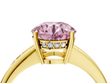 Yellow gold Fancy Pink Round  Solitaire Pavé Band Prong Setting Ring_4