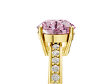 Yellow gold Fancy Pink Round  Solitaire Pavé Band Prong Setting Ring_5