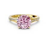 Yellow gold Fancy Pink Round  Solitaire Pavé Band with Four-Prong Setting_18