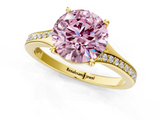 Yellow gold Fancy Pink Round  Solitaire Pavé Band with Four-Prong Setting_19