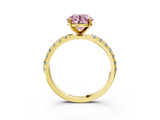 Yellow gold Fancy Pink Round  Solitaire Pavé Band with Four-Prong Setting_3