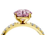 Yellow gold Fancy Pink Round  Solitaire Pavé Band with Four-Prong Setting_4