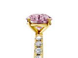 Yellow gold Fancy Pink Round  Solitaire Pavé Band with Four-Prong Setting_5