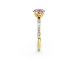 Yellow gold Fancy Pink Round  Solitaire Pavé Diamond Engagement Ring with Four-Prong Setting_2
