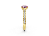 Yellow gold Fancy Pink Round  Solitaire Pave Diamond Engagement Ring with Prong Setting_2
