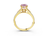 Yellow gold Fancy Pink Round  Solitaire Pave Split Shank Engagement Ring with Six-Prong Setting_3