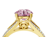 Yellow gold Fancy Pink Round  Solitaire Pave Split Shank Engagement Ring with Six-Prong Setting_4