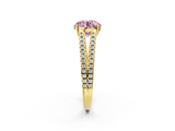 Yellow gold Fancy Pink Round  Solitaire Split Shank Pavé Diamond Engagement Ring_2
