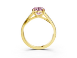 Yellow gold Fancy Pink Round  Solitaire Split Shank Pavé Diamond Engagement Ring_3