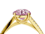 Yellow gold Fancy Pink Round  Solitaire Split Shank Pavé Diamond Engagement Ring_4