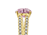 Yellow gold Fancy Pink Round  Solitaire Split Shank Pavé Diamond Engagement Ring_5
