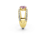 Yellow gold Fancy Pink Round  Solitaire Split Shank Pave Diamond Ring_26