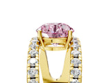 Yellow gold Fancy Pink Round  Solitaire Split Shank Pave Diamond Ring_29