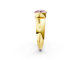 Yellow gold Fancy Pink Round  Solitaire Tension Set Diamond Ring with Wide Band_2