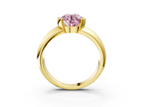Yellow gold Fancy Pink Round  Solitaire Tension Set Diamond Ring with Wide Band_3