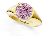 Yellow gold Fancy Pink Round  Solitaire Tension Set Diamond Ring_1