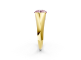 Yellow gold Fancy Pink Round  Solitaire Tension Set Diamond Ring_2