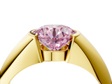 Yellow gold Fancy Pink Round  Solitaire Tension Set Diamond Ring_4