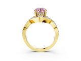 Yellow gold Fancy Pink Round  Solitaire Twist Band Pavé Diamond Engagement Ring_35