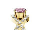 Yellow gold Fancy Pink Round  Solitaire Twist Band Pavé Diamond Engagement Ring_37