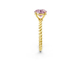 Yellow gold Fancy Pink Round  Solitaire Twist Band Ring with Four-Prong Setting_14