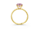 Yellow gold Fancy Pink Round  Solitaire Twist Band Ring with Four-Prong Setting_15