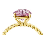 Yellow gold Fancy Pink Round  Solitaire Twist Band Ring with Four-Prong Setting_16