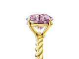 Yellow gold Fancy Pink Round  Solitaire Twist Band Ring with Four-Prong Setting_17