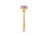 Yellow gold Fancy Pink Round  Solitaire Twist Band Ring with Four-Prong Setting_67