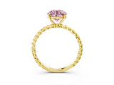 Yellow gold Fancy Pink Round  Solitaire Twist Band Ring with Four-Prong Setting_68