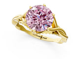 Yellow gold Fancy Pink Round  Solitaire Twist Band Six-Prong Setting 1