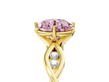 Yellow gold Fancy Pink Round  Solitaire Twist Band with Leaf Prong Setting