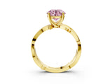 Yellow gold Fancy Pink Round  Solitaire Twist Band with Pavé Accents and Four-Prong Setting_23