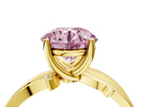 Yellow gold Fancy Pink Round  Solitaire Twist Band with Pavé Accents and Four-Prong Setting_24