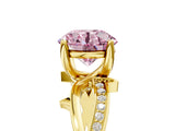 Yellow gold Fancy Pink Round  Solitaire Twist Band with Pavé Accents and Four-Prong Setting_25