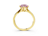 Yellow gold Fancy Pink Round  Solitaire Twist Band with Pavé Diamonds and Four-Prong Setting_49