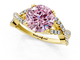 Yellow gold Fancy Pink Round  Solitaire Twist Band with Pavé Setting and Four-Prong Setting_1