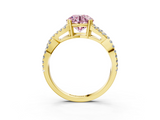 Yellow gold Fancy Pink Round  Solitaire Twist Band with Pavé Setting and Four-Prong Setting_3