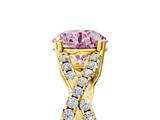 Yellow gold Fancy Pink Round  Solitaire Twist Band with Pavé Setting and Four-Prong Setting_5